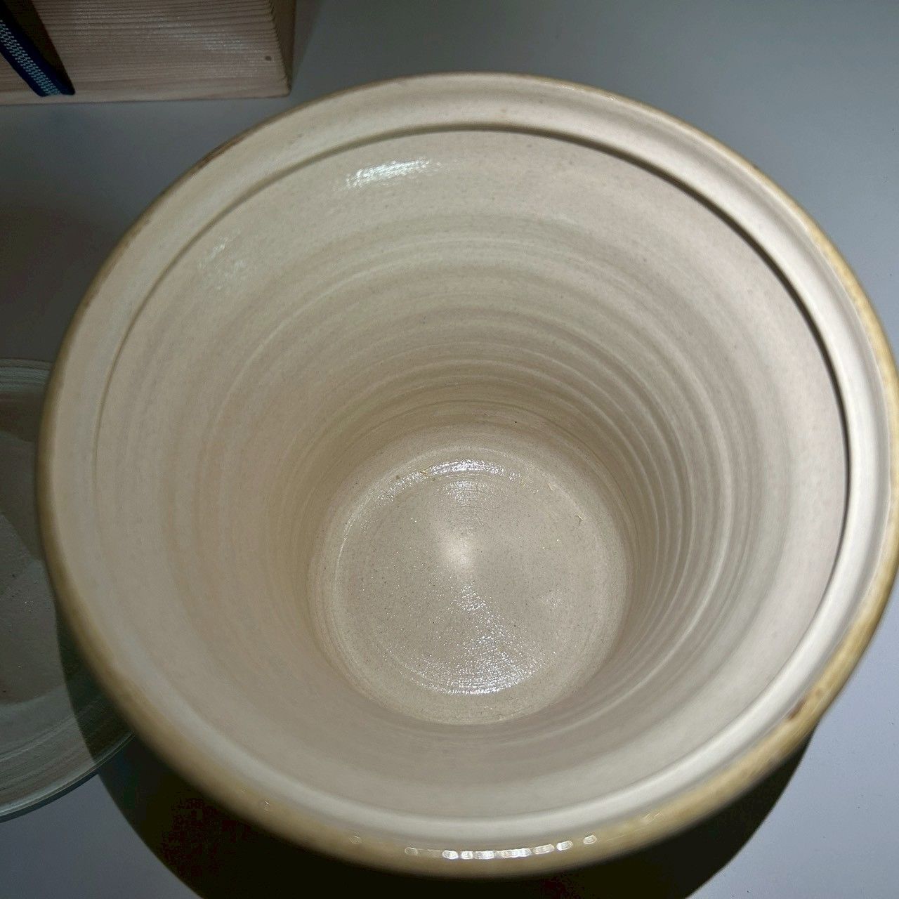 中古】黄瀬戸 平水指 共箱付 茶道具 水指 茶器 茶席 茶会 陶器 骨董品