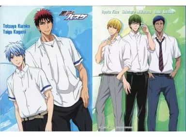 [Used] Postcard (character) Kuroko & Fire God/Kise & Midorima & Aomine postcard file “Kuroko's Basketball”