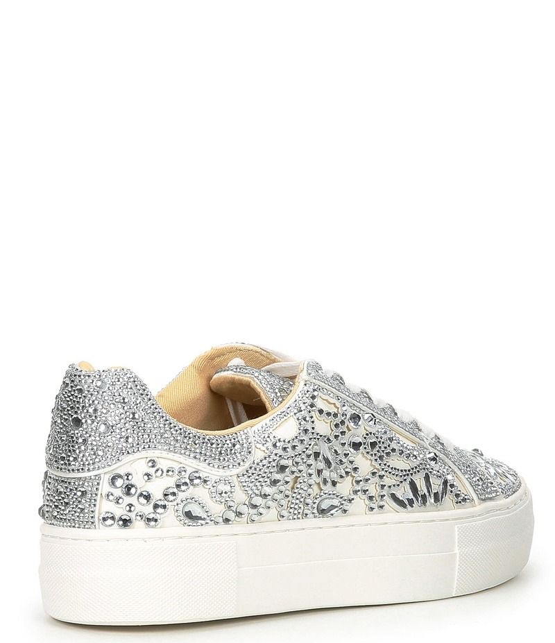 ベッツィジョンソン レディース シューズ スニーカー プラットフォーム Blue by Betsey Johnson Reily Rhinestone Platform Sneakers White