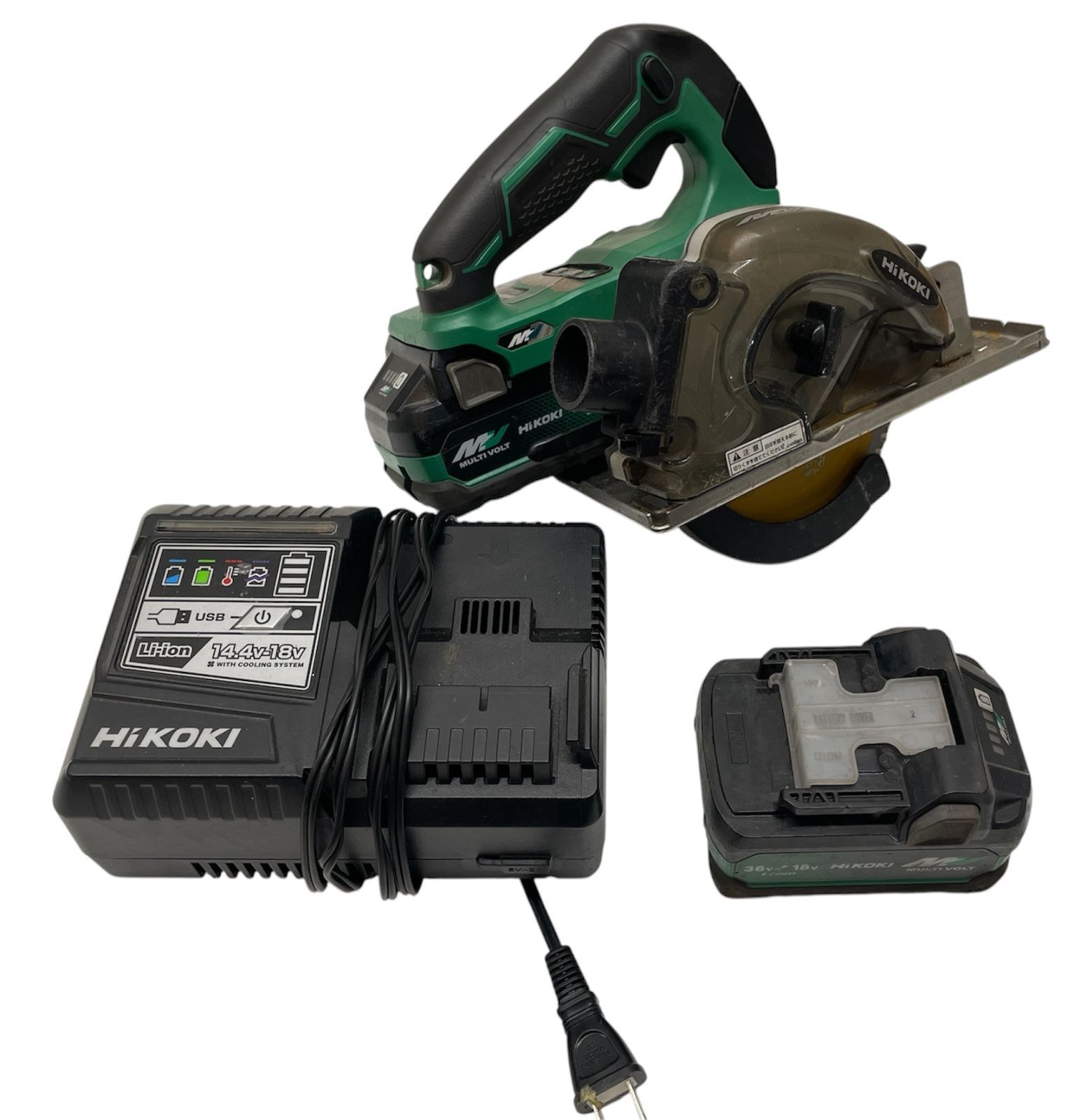 【管理番号-SK】領収書発行可能　HiKOKI ハイコーキ コードレスチップソーカッター CD3605DA 110〜125mm マルチボルトシリーズ 充電式 切断機 　バッテリー 2個　充電器　中古　現状品