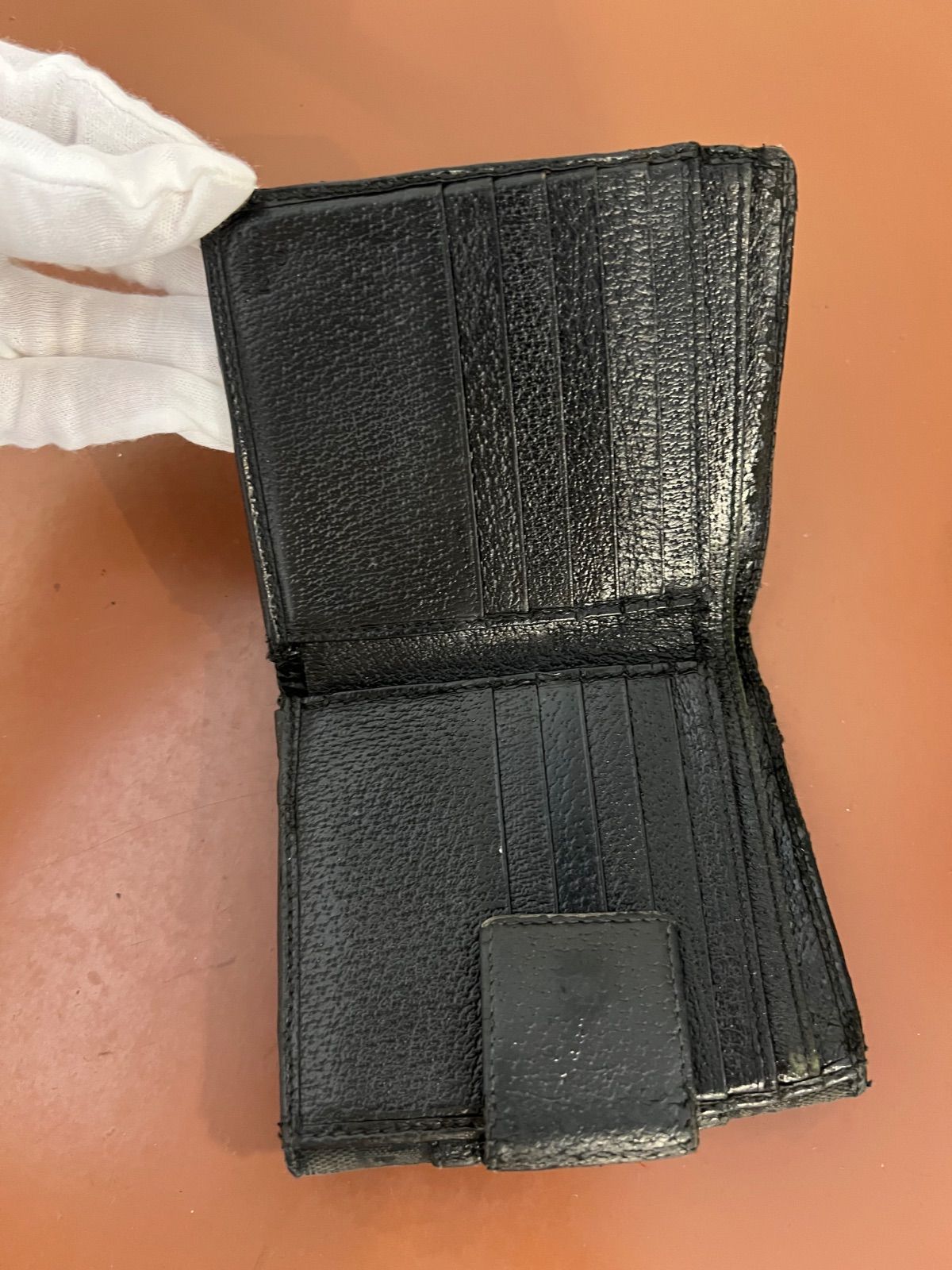 GUCCI グッチ GGキャンバス シェリーライン コンパクト 二つ折り財布