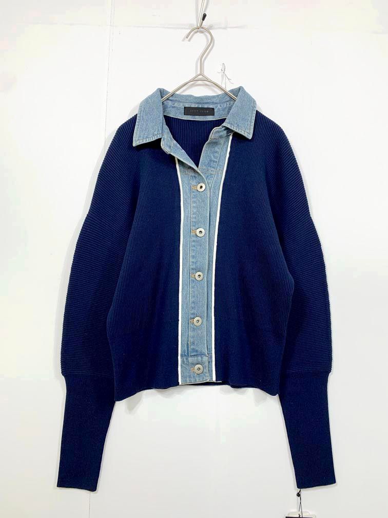 新品 SCOTCLUB スコットクラブ デニムドッキングリブニット カーディガン size9号/濃紺 ■◇◎レディース