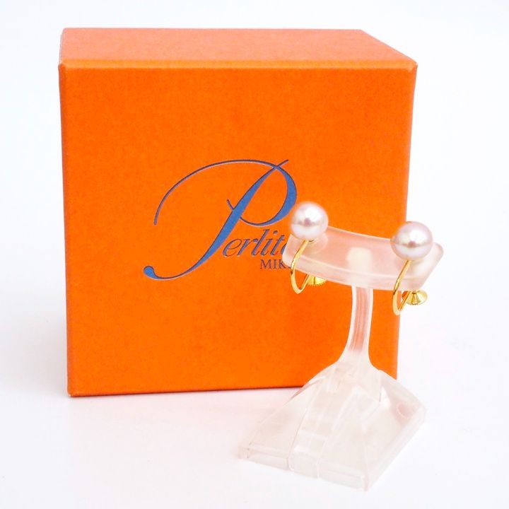 MIKIMOTO Perlita ミキモト ペルリータ K18 パールイヤリング 約7mm 約1.9g 真珠 ジュエリー 箱・保存袋・栞つき 久安店 A26-1342