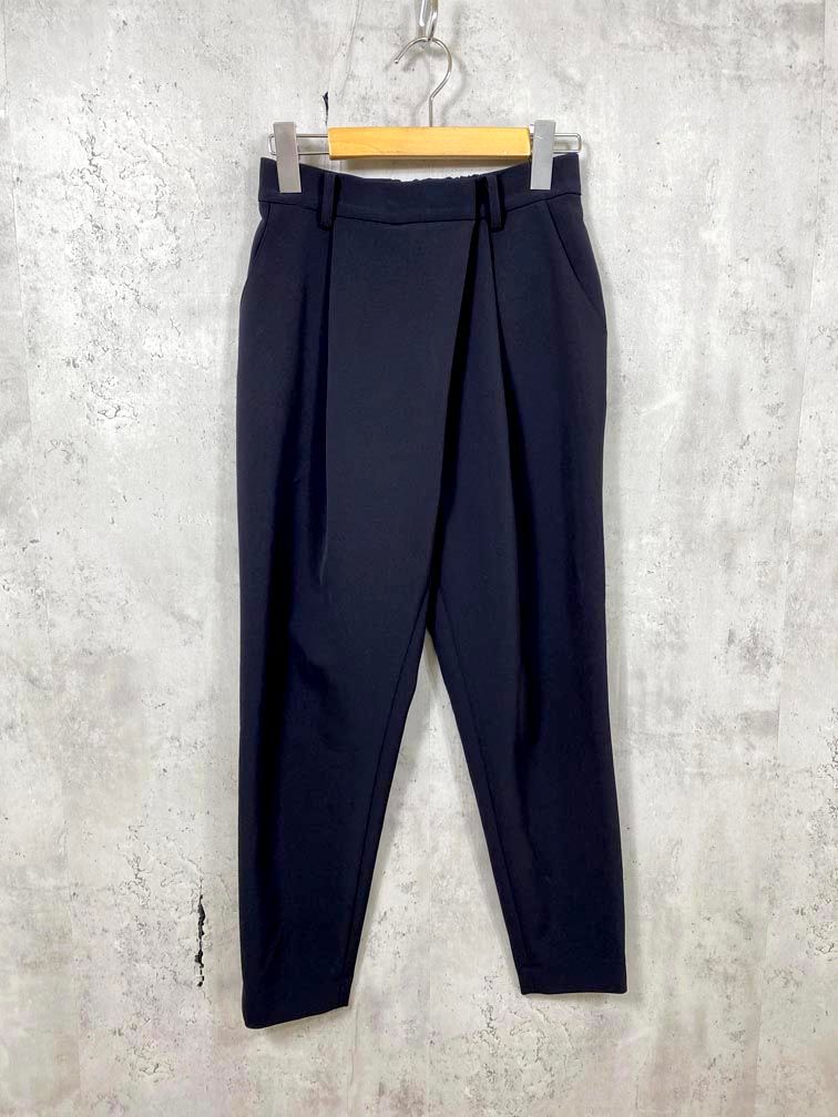 美品 soeju ソージュ シンプル きれい目 ストレッチファイン タック パンツ sizeXS/黒 ■■◎レディース