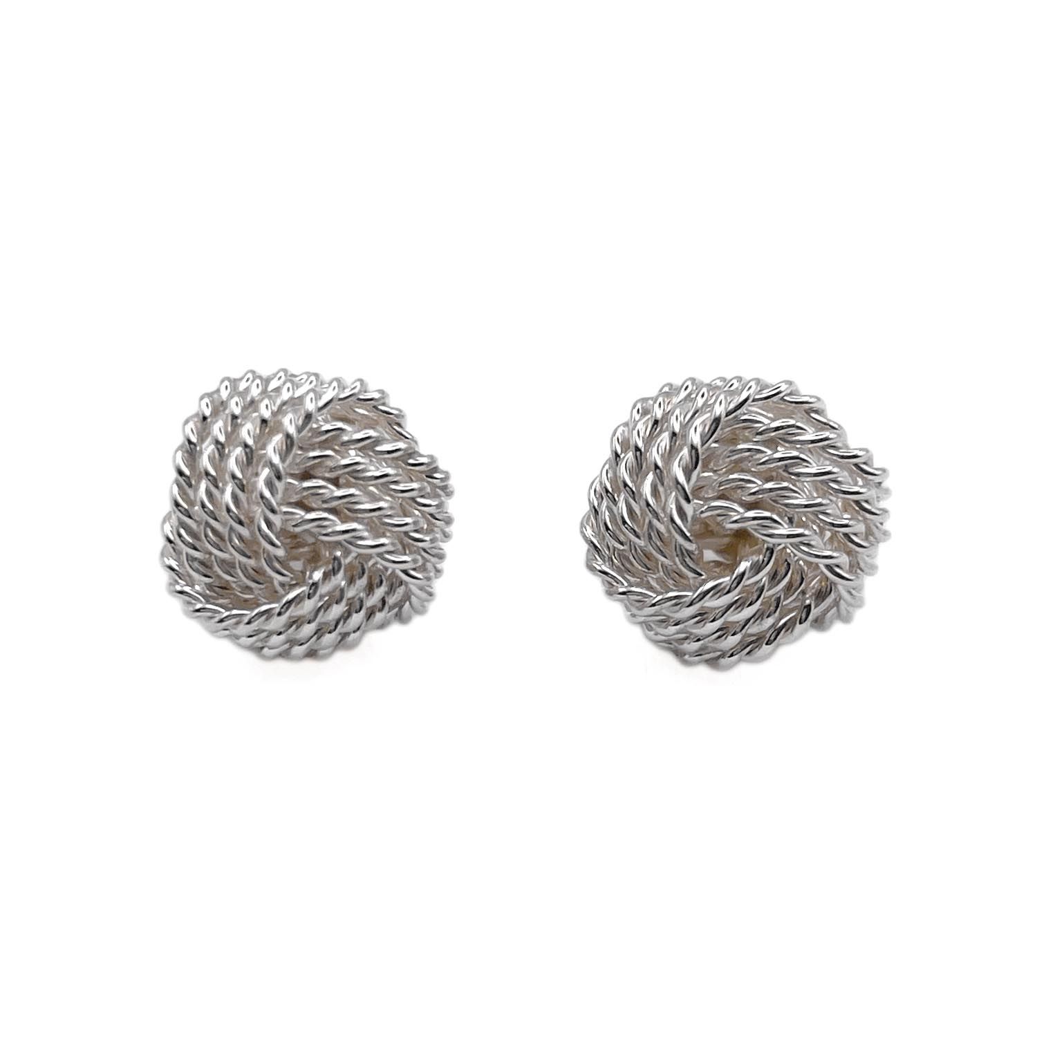 TIFFANY&Co. ティファニー サマセット ツイストノット スタッド ピアス メッシュ SV925 シルバー 新品仕上済 レディース 【中古】