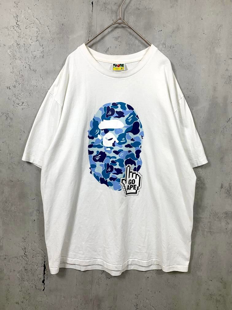 A BATHING APE アベイシングエイプ ショートスリーブ プリント カモフラ 半袖 Tシャツ sizeXL/白 ■◆◎メンズ