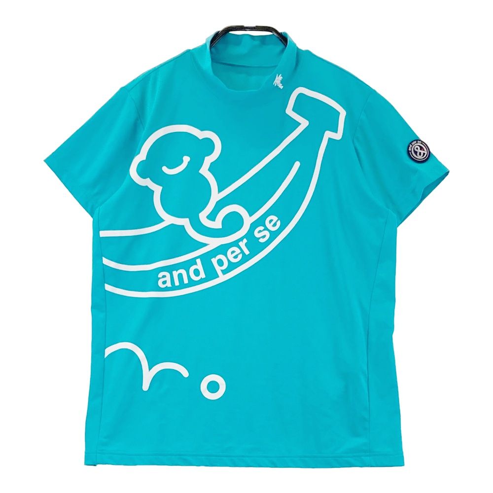 サイズ：L AND PER SE アンパスィ 2025年モデル ハイネック 半袖Tシャツ ブルー系 [240101721722] ゴルフウェア レディース ストスト