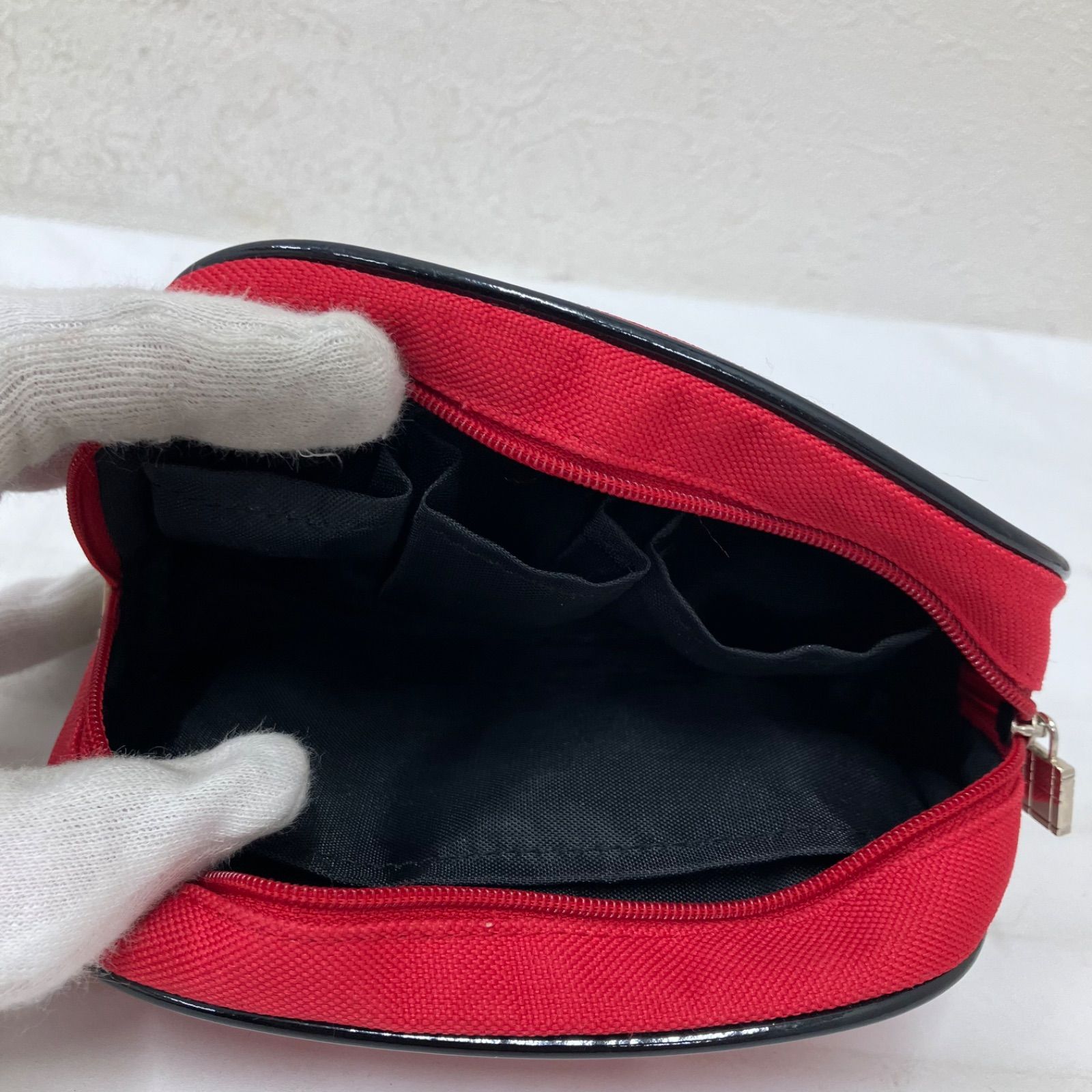 2676 BURBERRY バーバリー レッド系 赤 チェック ポーチ - メルカリ