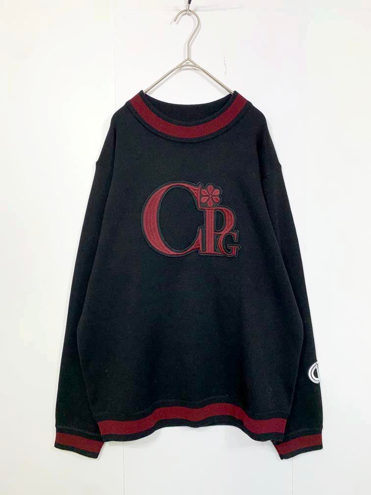 新品 CPG GOLF シーピージーゴルフ ゴルフウェア フラワーロゴライン ニット セーター size3/黒 ■◇◎メンズ