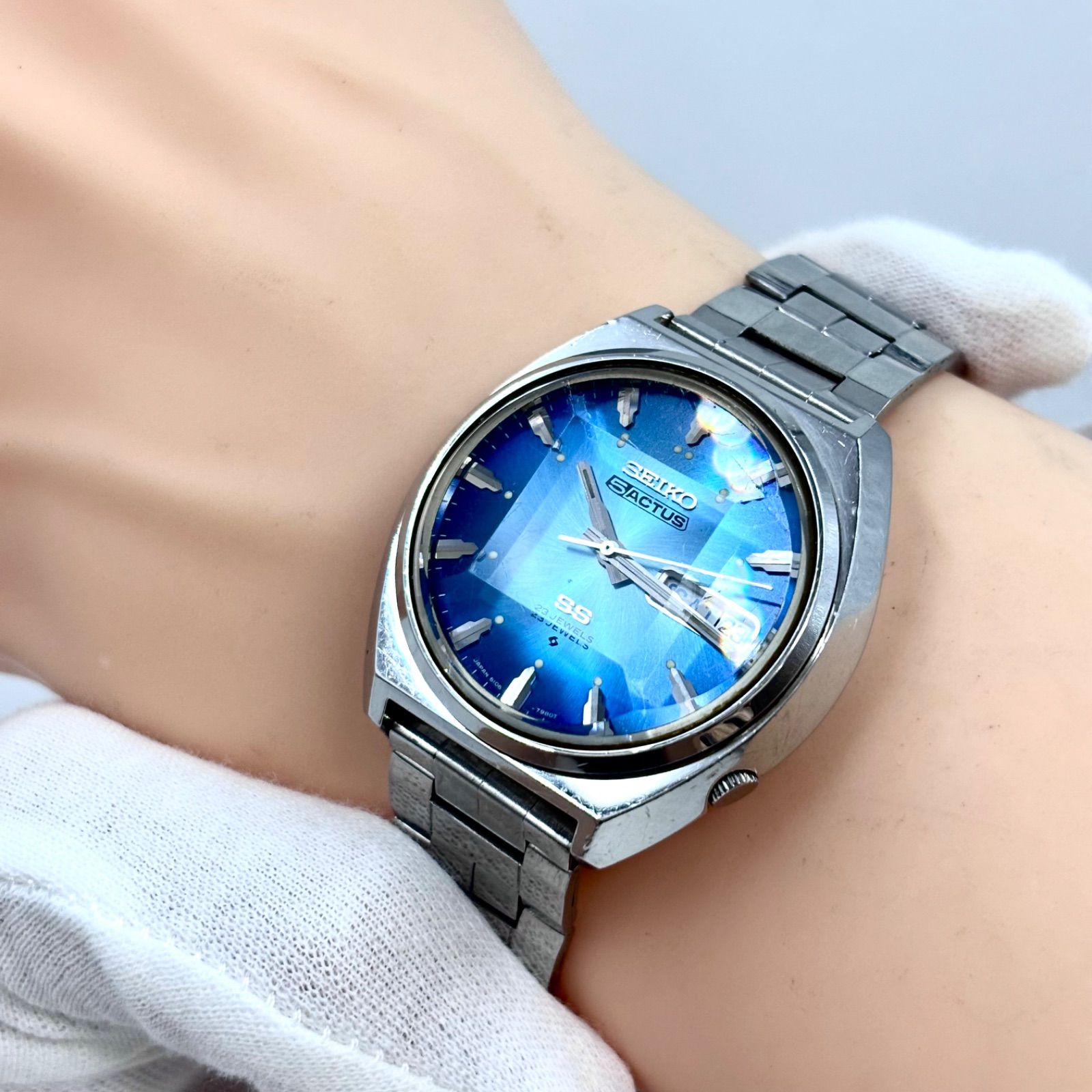 SEIKO5 ACTUS SS / アイスブルー / 稼働品 / 純正ブレス 稼働/純正ブレス】SEIKO/セイコー 5 ACTUS/ファイブアクタス 腕時計