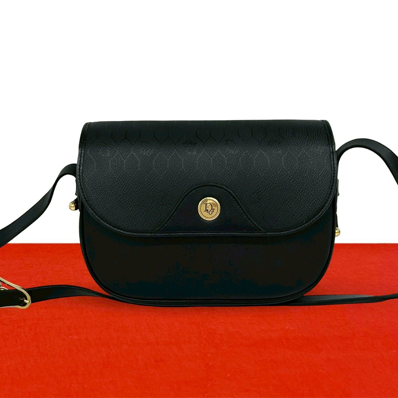 極 美品 Christian Dior ディオール ヴィンテージ ロゴ 金具 ハニカム