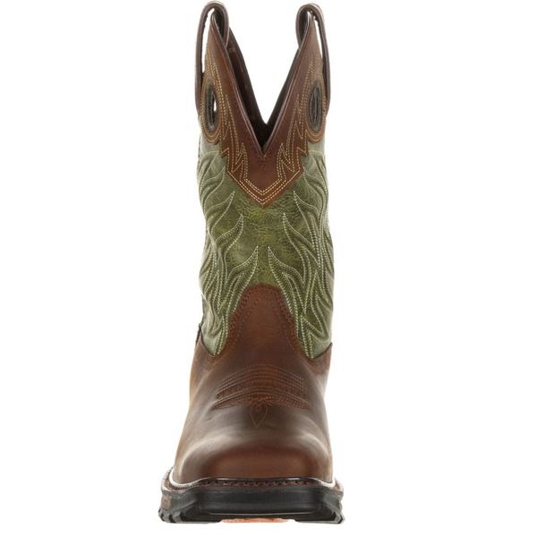 ドゥランゴ メンズ シューズ ブーツ・レインブーツ DURANGO Western Work Boot Oiled Brown And Forest Green グリーン