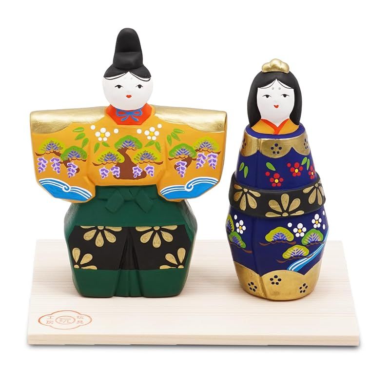 【新品】 ふくべ屋 瀬戸焼 雛人形 立雛 玩具工房 台座付き モダンでかわいらしい 贈り物にも