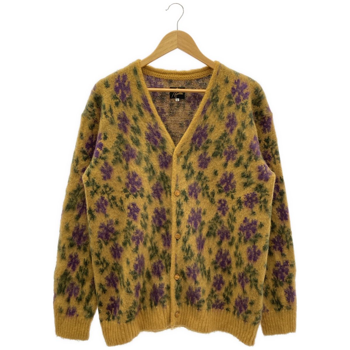 Needles ニードルズ サイズL Mohair Cardigan Flower YELLOW NS282 定価￥31,900 モヘアカーディガン フラワー イエロー