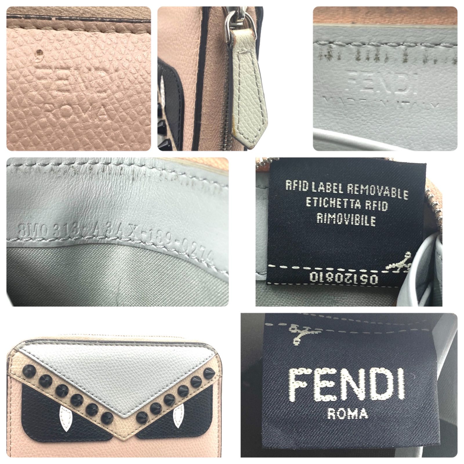 FENDI フェンディ バグスアイ モンスター スタッズ付き ジップ
