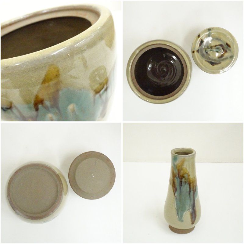 薩摩焼　龍門司窯造　皆具（共箱） 茶道 茶道具 おしゃれ セット 一式 揃い 茶器 かいぐ 抹茶 お茶道具 茶の湯 骨董 お茶