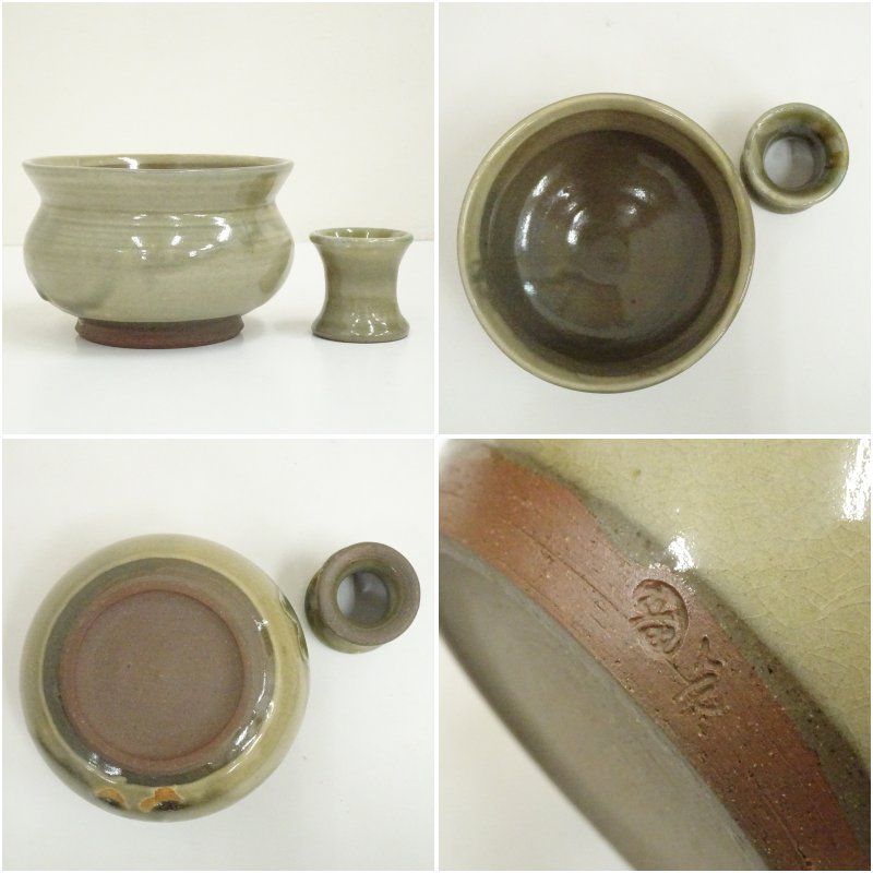 薩摩焼　龍門司窯造　皆具（共箱） 茶道 茶道具 おしゃれ セット 一式 揃い 茶器 かいぐ 抹茶 お茶道具 茶の湯 骨董 お茶
