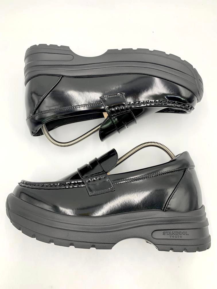 美品 STANDOOL TOKYO NOSTAR PATENT BLACK 厚底 パテント ローファー シューズ size25.5/黒 ■■◎メンズ