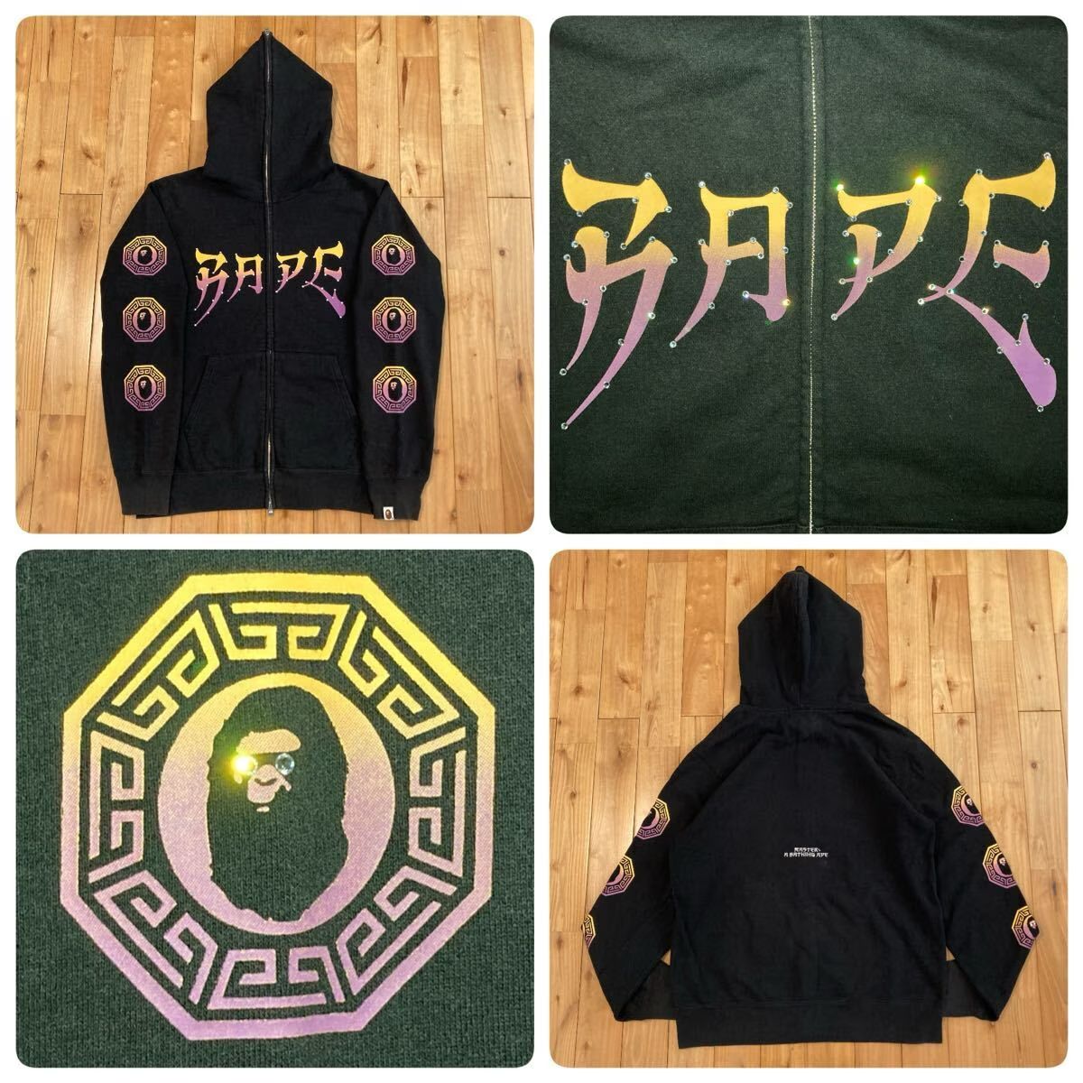 ★XL★ CRYSTAL STONE BAPE LOGO フルジップ パーカー a bathing ape full zip hoodie エイプ ベイプ アベイシングエイプ y99