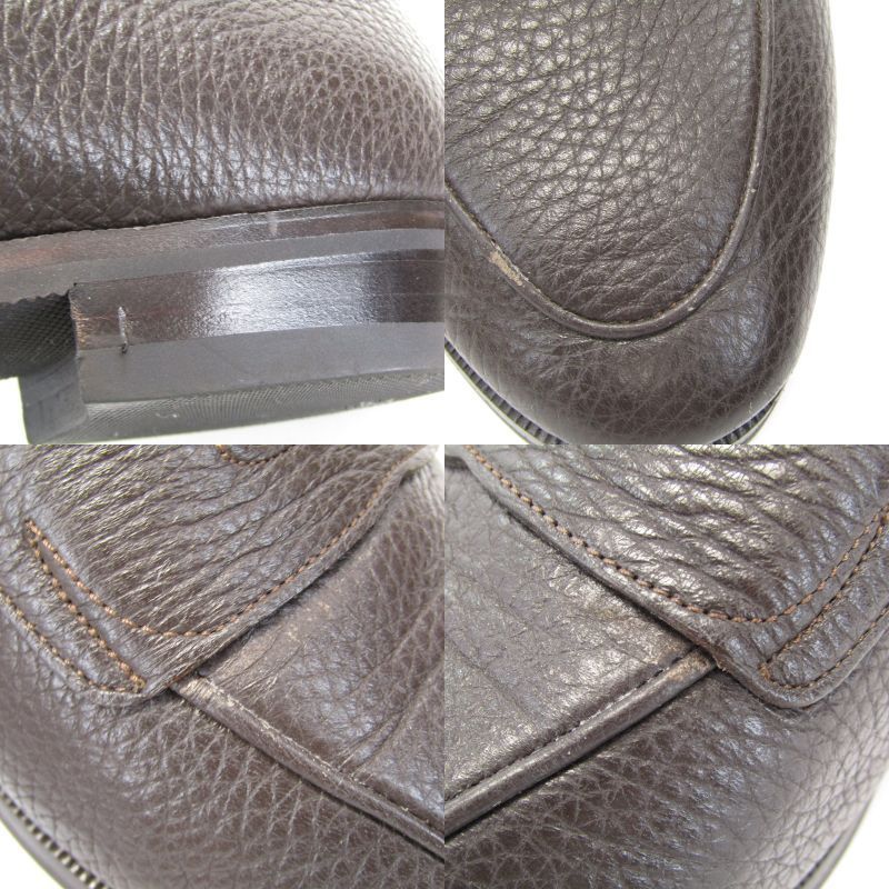 BAUDOIN&LANGE ボードインアンドランジ 41 ベルジャンローファー シュリンクカーフ シボ革 ラバー張りソール ダークブラウン 35005679 BAUDOIN&LANGE ボードインアンドランジ 41 ベルジャンローファー シュリンクカーフ シボ革 ラバー張りソール ダークブラウン 35005679