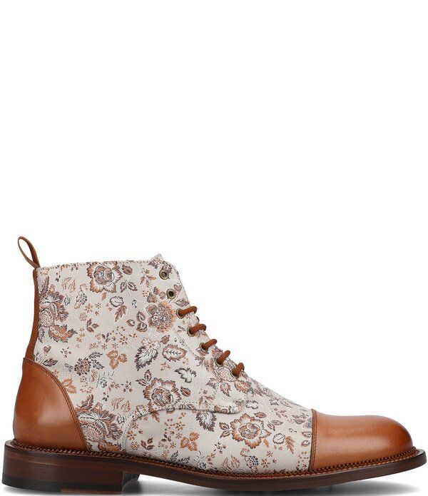 タフト メンズ シューズ ブーツ・レインブーツ フラワー柄 キャップ フラワー Taft Mens Jack Floral Jacquard Cap Toe Dress Boots Light Flo