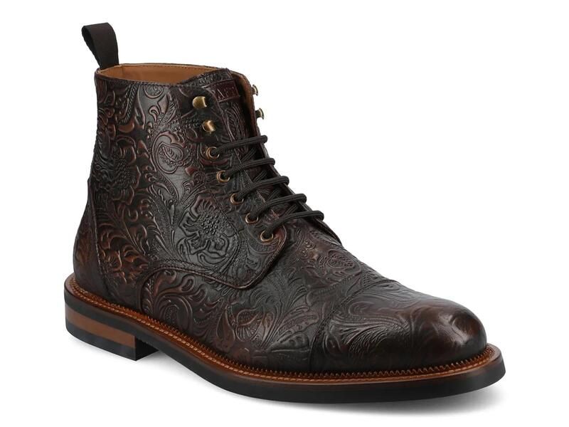 タフト メンズ シューズ ブーツ・レインブーツ TAFTRome Boot Dark Brown Floral Embossed ブラウン