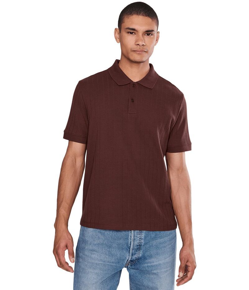 ヴィンス メンズ トップス シャツ Vince Drop Needle Stripe Short Sleeve Polo Deep Satin ストライプ