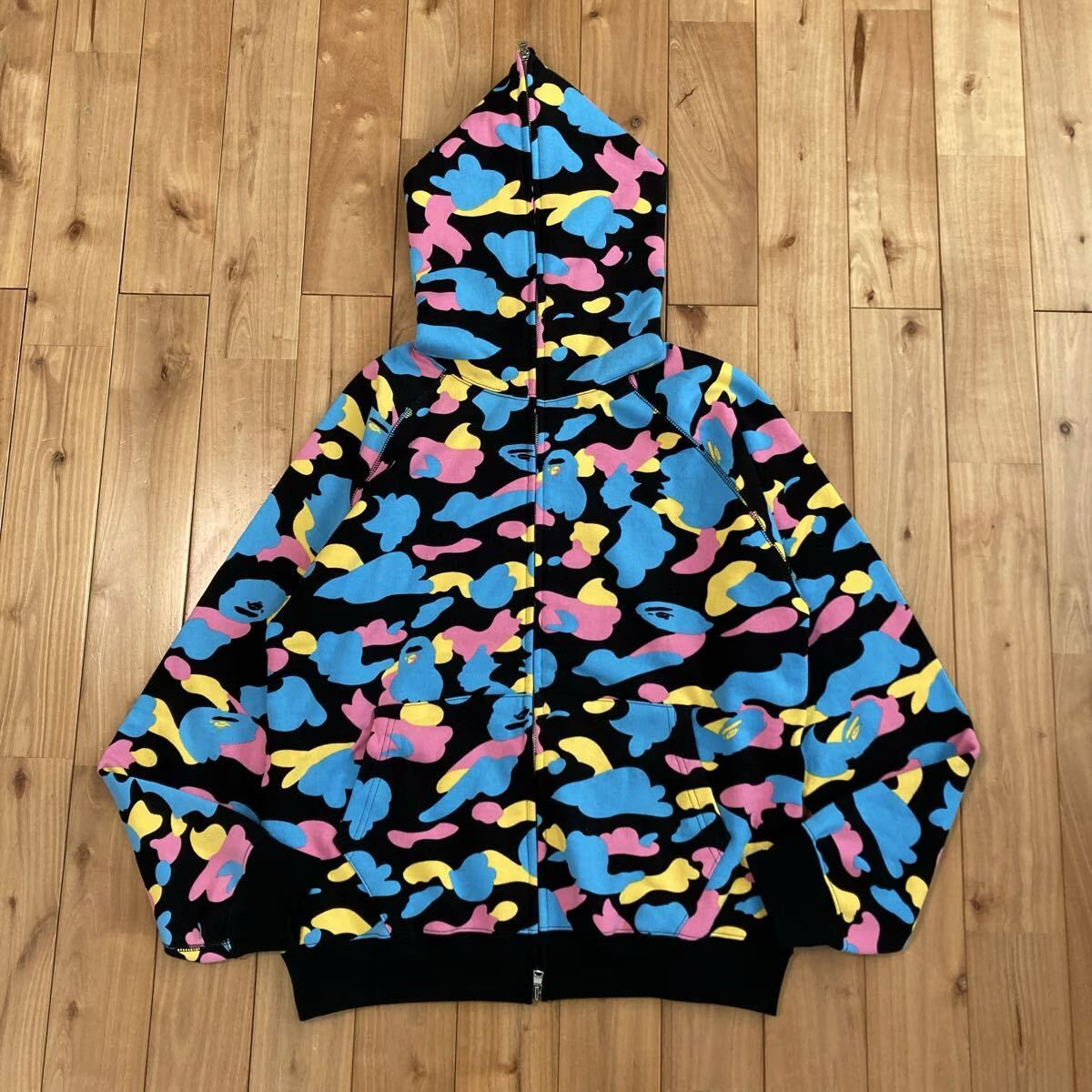 ★新品★ マルチカモ パーカー Sサイズ a bathing ape BAPE full zip hoodie cotton candy camo エイプ ベイプ multi camo NIGO 迷彩 y3