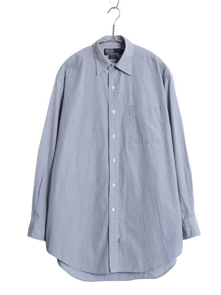 90s ポロ ラルフローレン チェック 長袖 シャツ メンズ M 程 古着 オールド 薄手 コットン マルチカラー ポケット付き カジュアル ゆったり