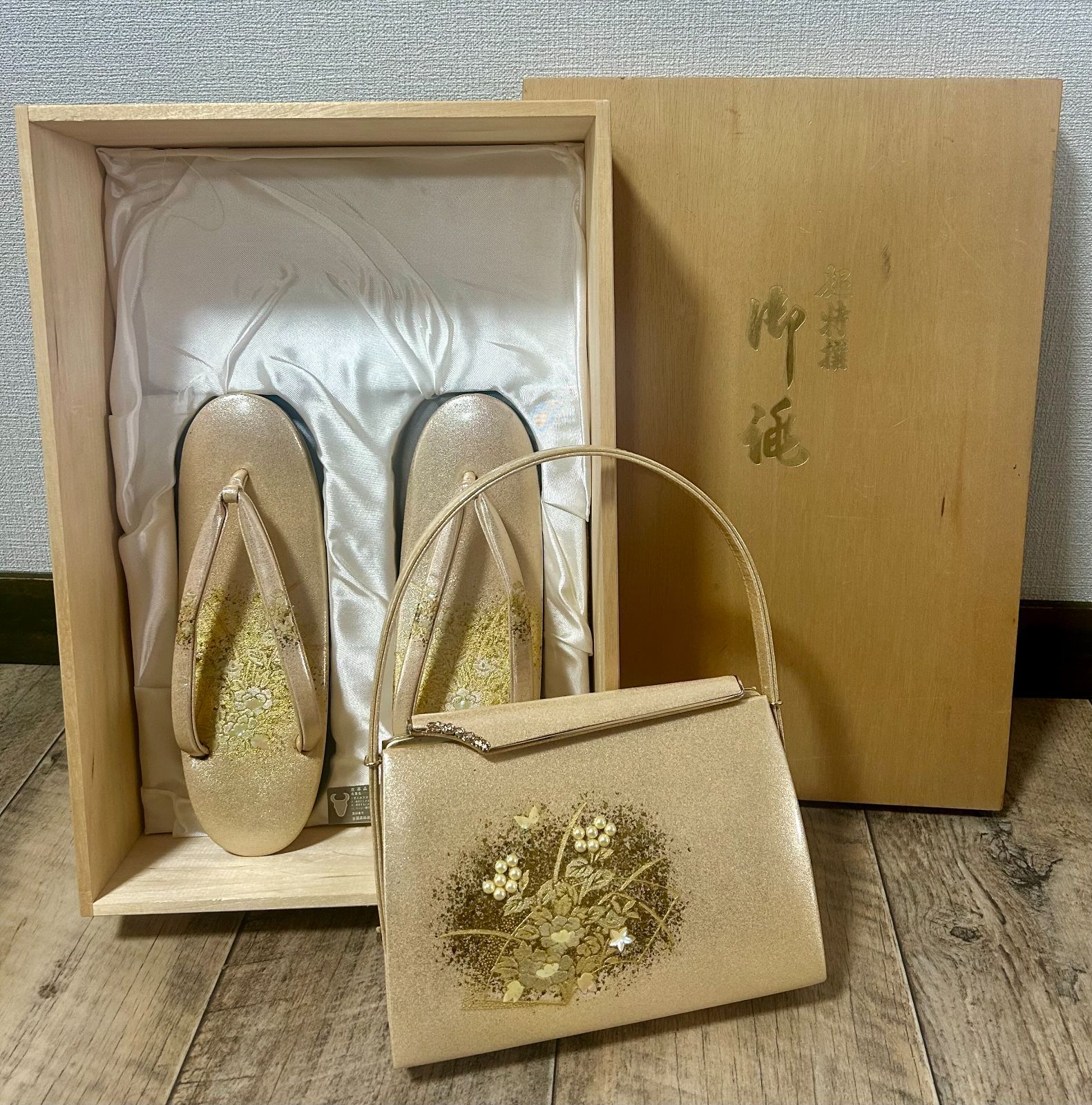 和装用 バック 草履 セット 礼装 フォーマル 金色 木箱付き - メルカリ