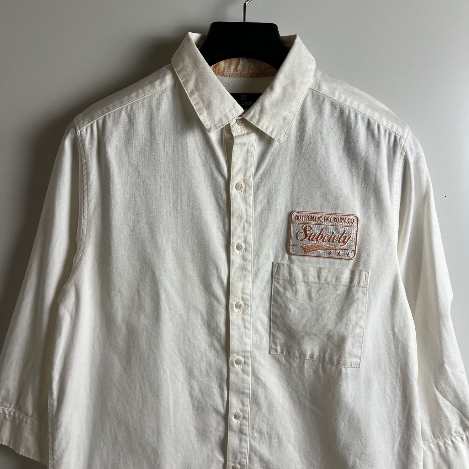 Subciety emblem oxford shirts XL サブサエティエンブレム ワッペン 