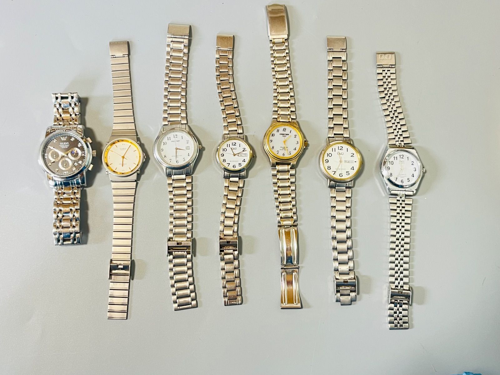 メンズ時計 7点セットOLEVS、CASIO、Q&Q、FREEWAY、CROWTONなど まとめ