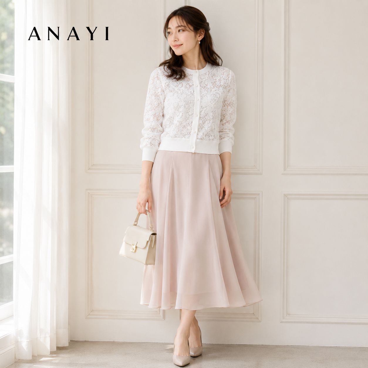 新品同様 クリーニング済 / 羽織るだけでフェミニン】ANAYI / アナイ