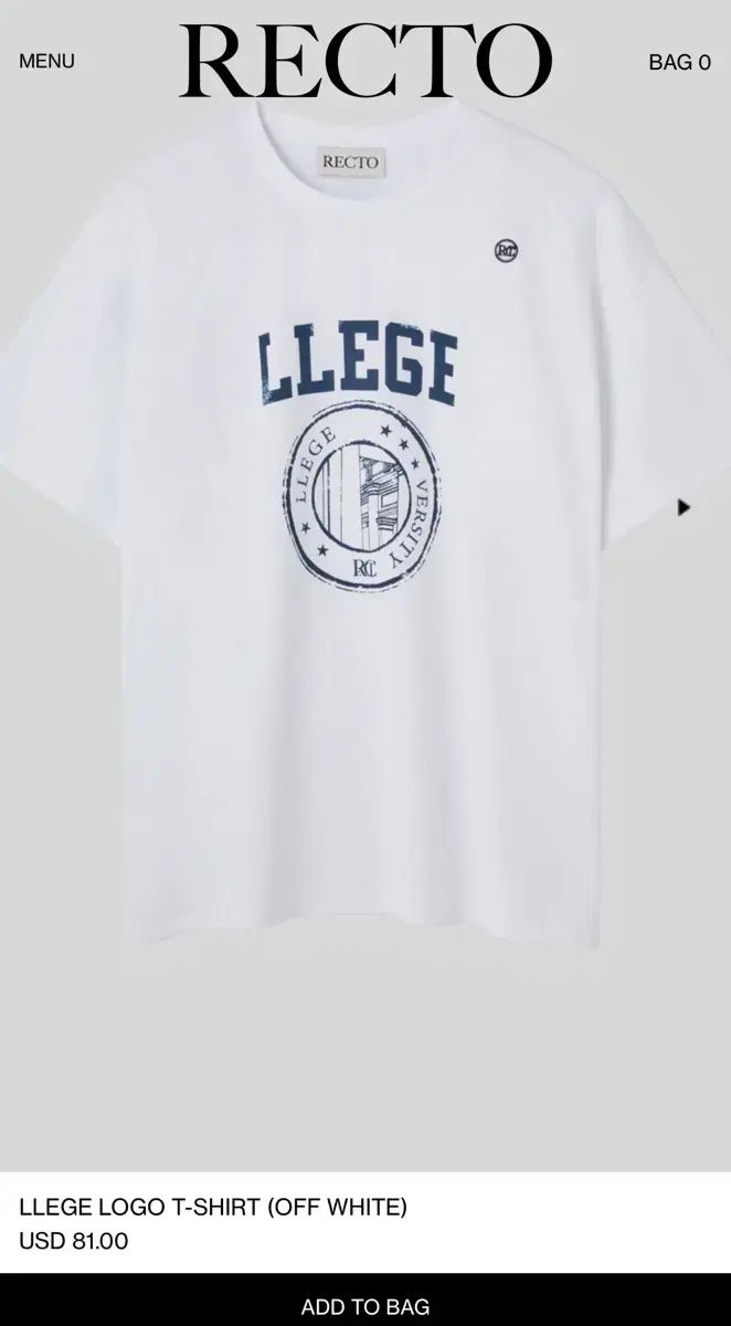 新品 M LLEGE ロゴ Tシャツ (オフホワイト)