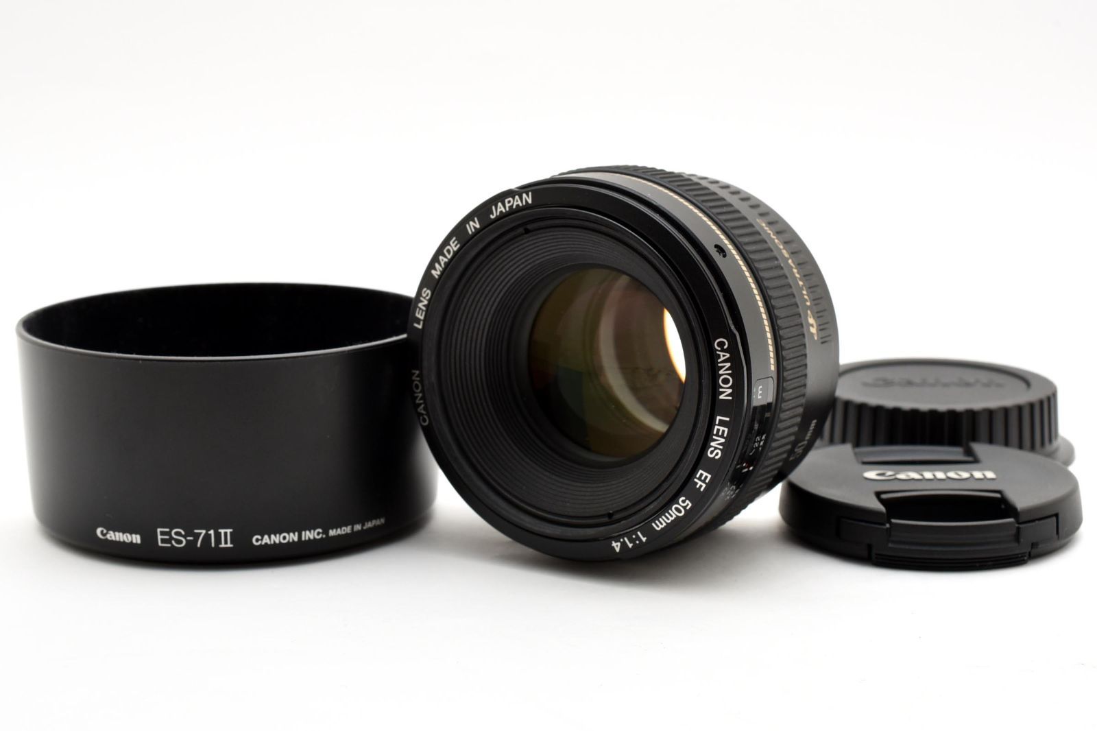 【良品】Canon EF 50mm F1.4 USM 単焦点レンズ 大口径標準レンズ フード付 EFマウント