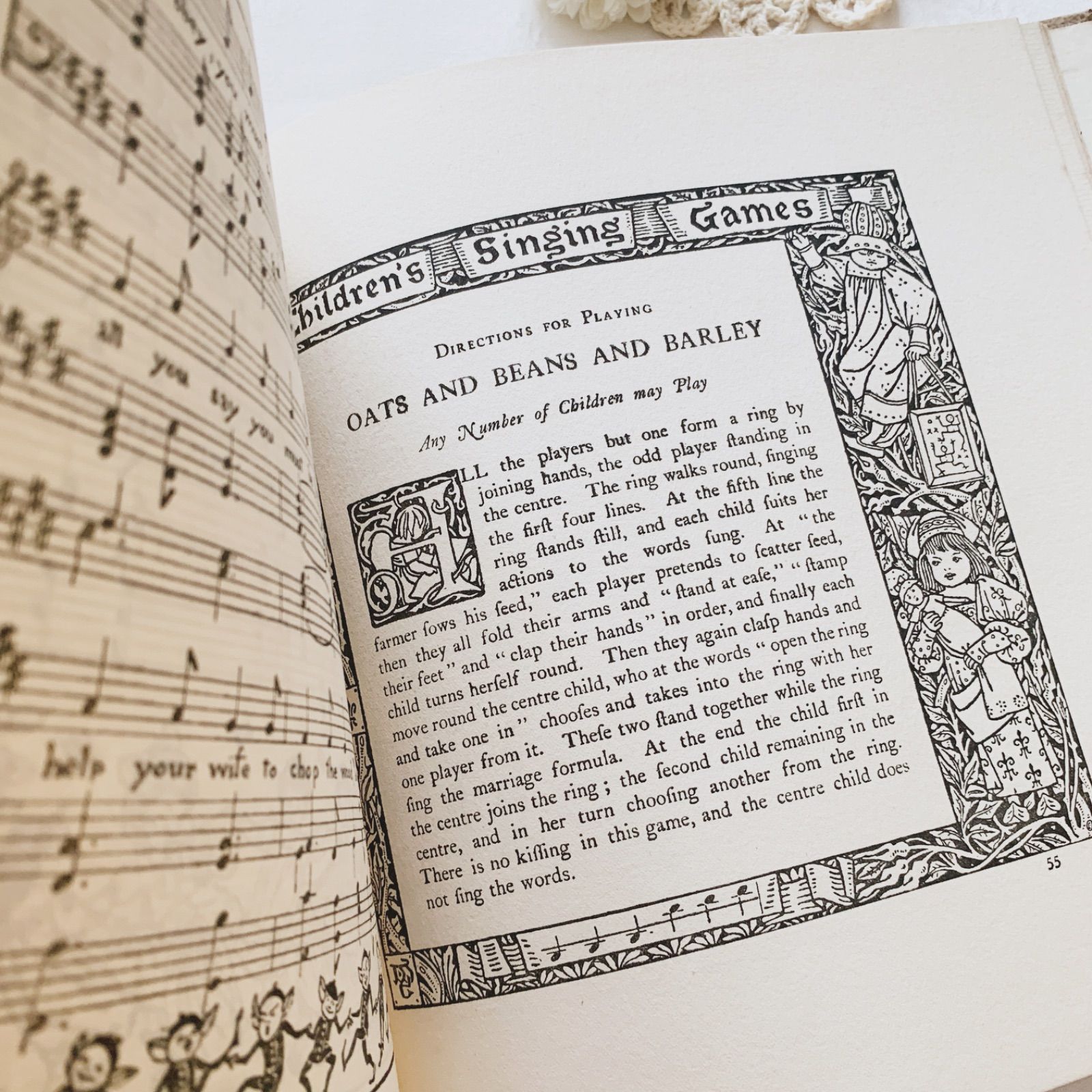 No.238 希少 古書 洋書 絵本 アンティーク 楽譜 子守り歌 童謡 詩集 1894年出版 英国アンティーク歌絵本 Children's Singing Games