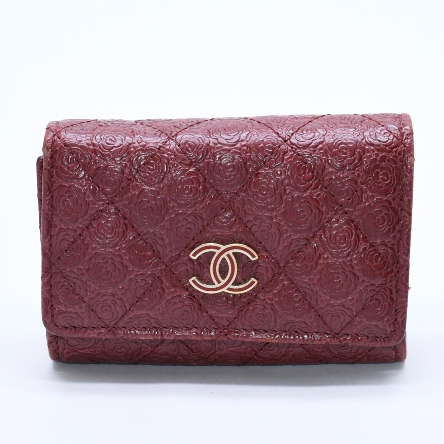CHANEL シャネル カメリア型押し マトラッセ キーケース 26番台 カーフ