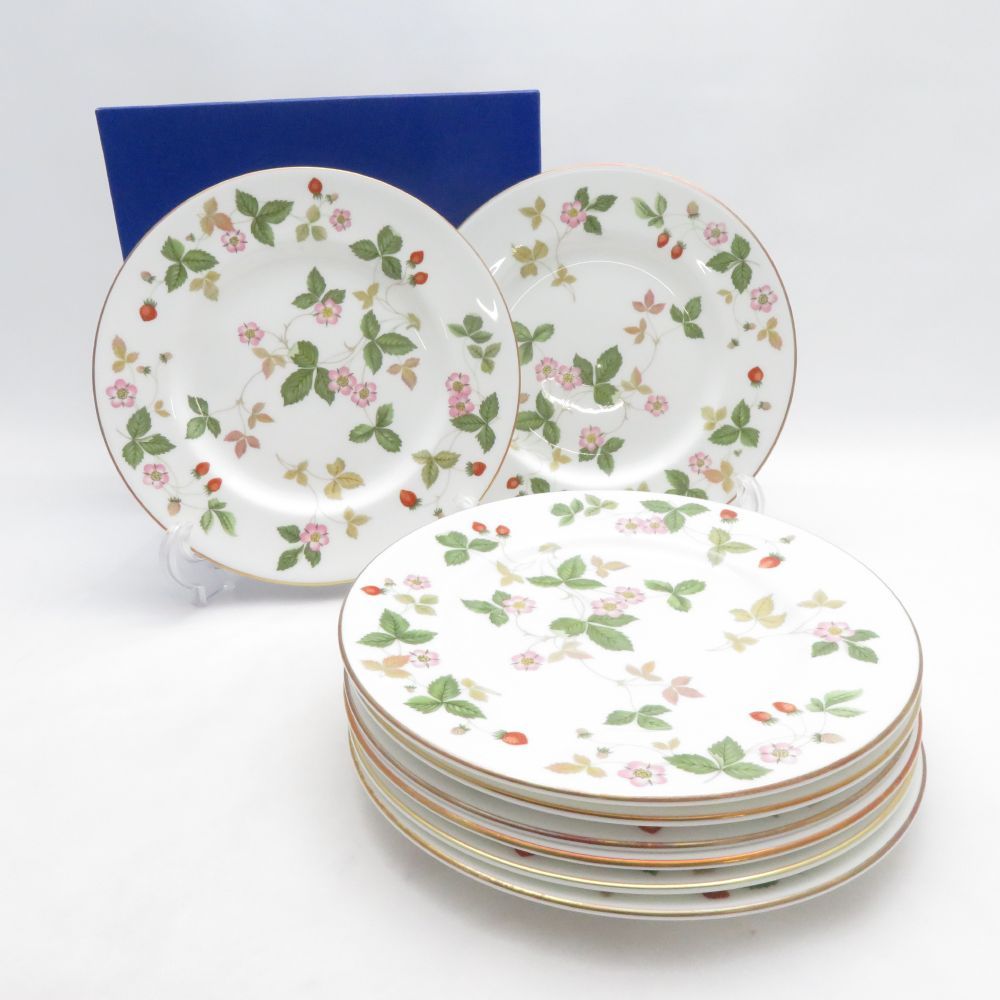 未使用 WEDGWOOD ウェッジウッド ワイルドストロベリー 中皿 8枚 セット 17cmプレート ケーキ デザート SM5483B3