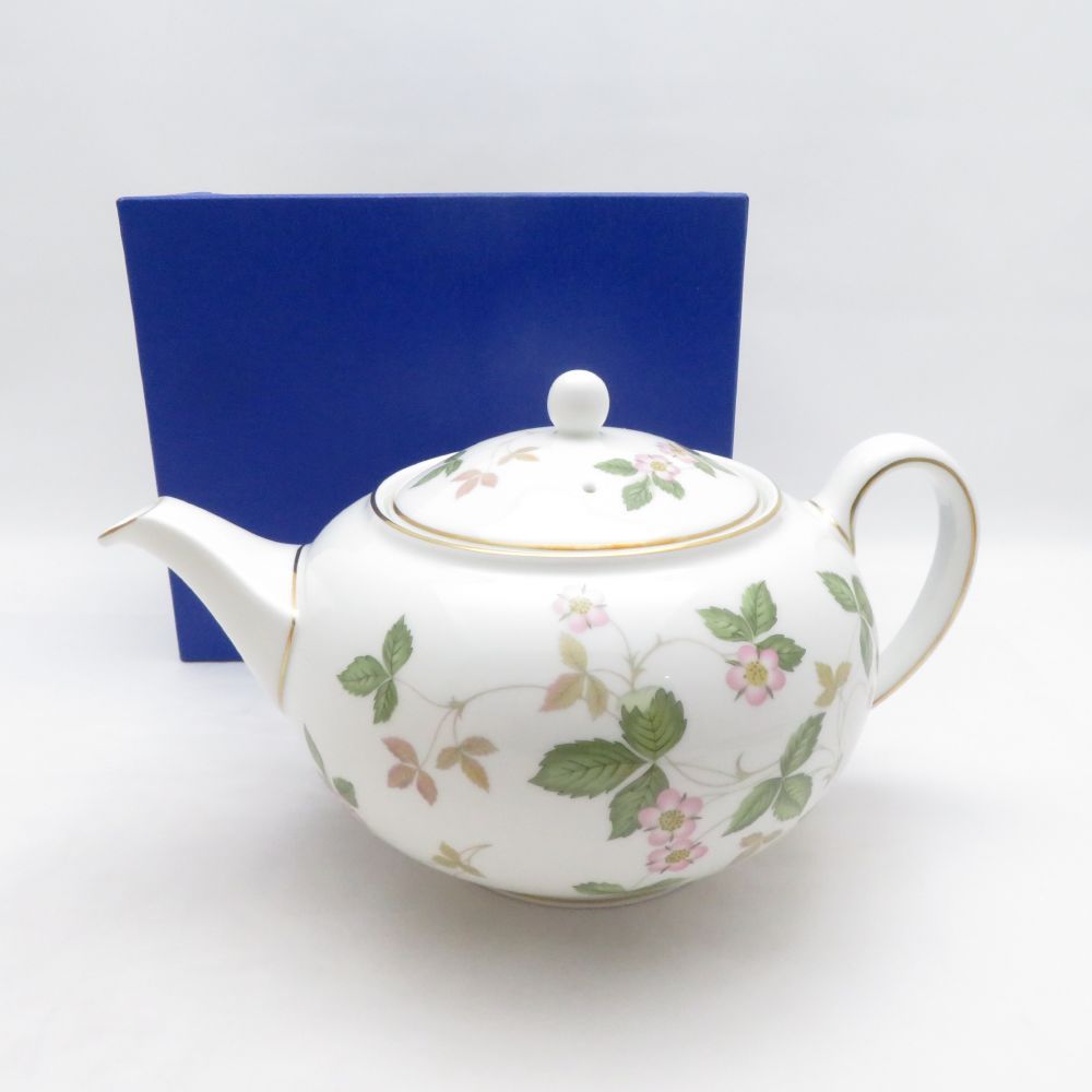 未使用 WEDGWOOD ウェッジウッド ワイルドストロベリー ティーポット 黒壺 旧ロゴ SM5481B3