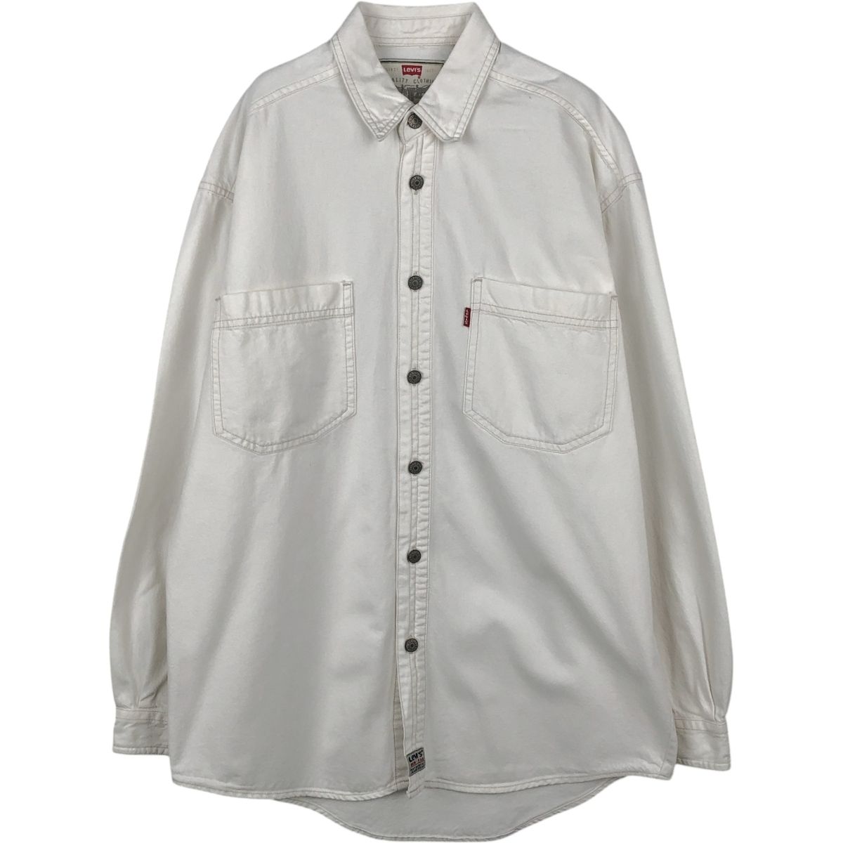 古着 90~00年代 リーバイス Levi's RED TAB 長袖 ホワイトデニムシャツ メンズS相当/eaa652029