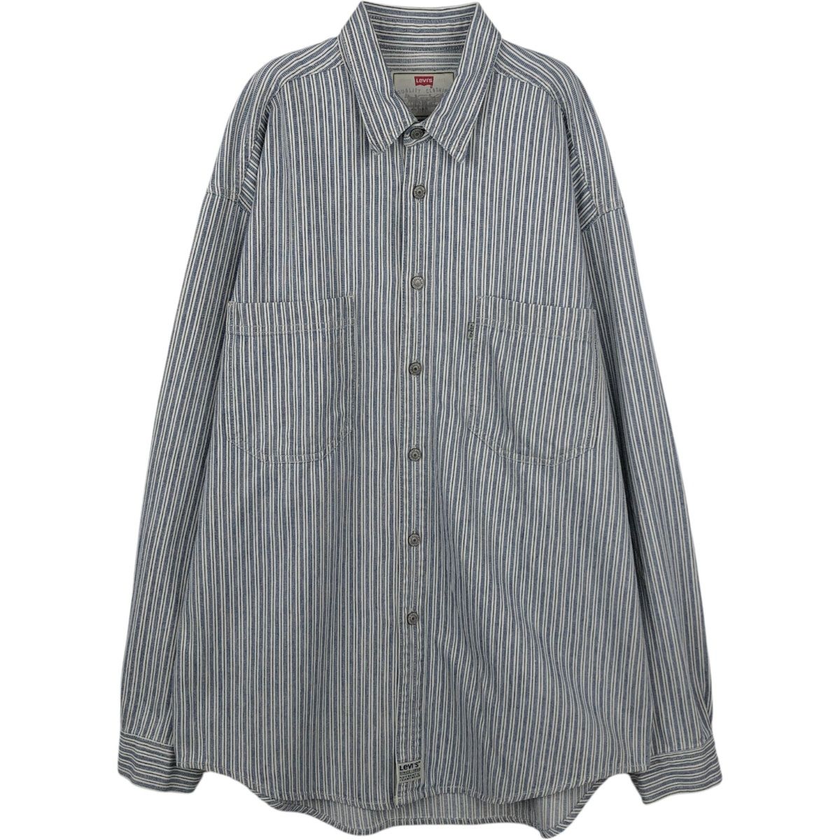古着 90年代 リーバイス Levi's マルチストライプ 長袖 デニムシャツ メンズM相当 ヴィンテージ/eaa652061