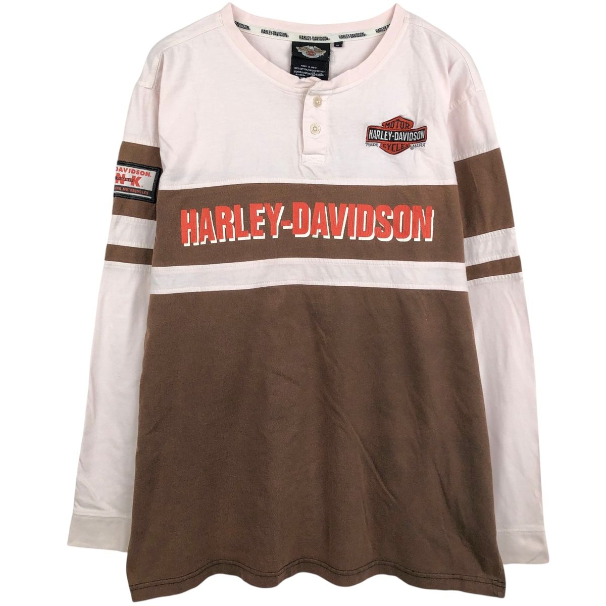 古着 ハーレーダビッドソン Harley-Davidson ヘンリーネック ロングTシャツ ロンT メンズXL相当/eaa651307