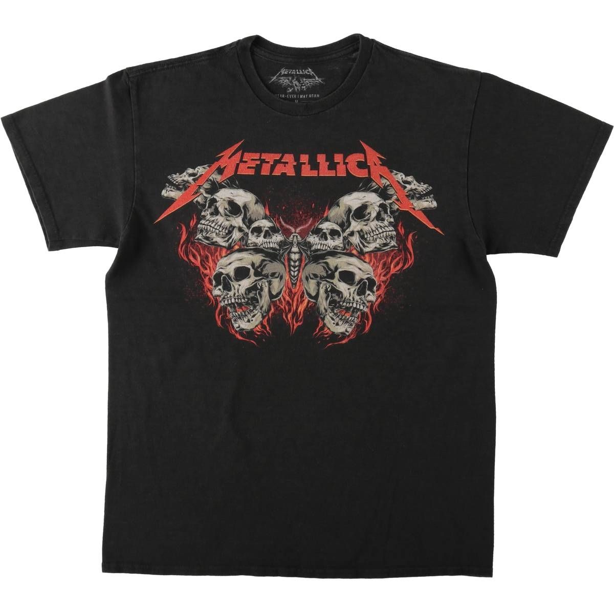古着 METALLICA メタリカ ファイヤーパターン ドクロ柄 スカル柄 バンドTシャツ バンT メンズM相当/eaa651852