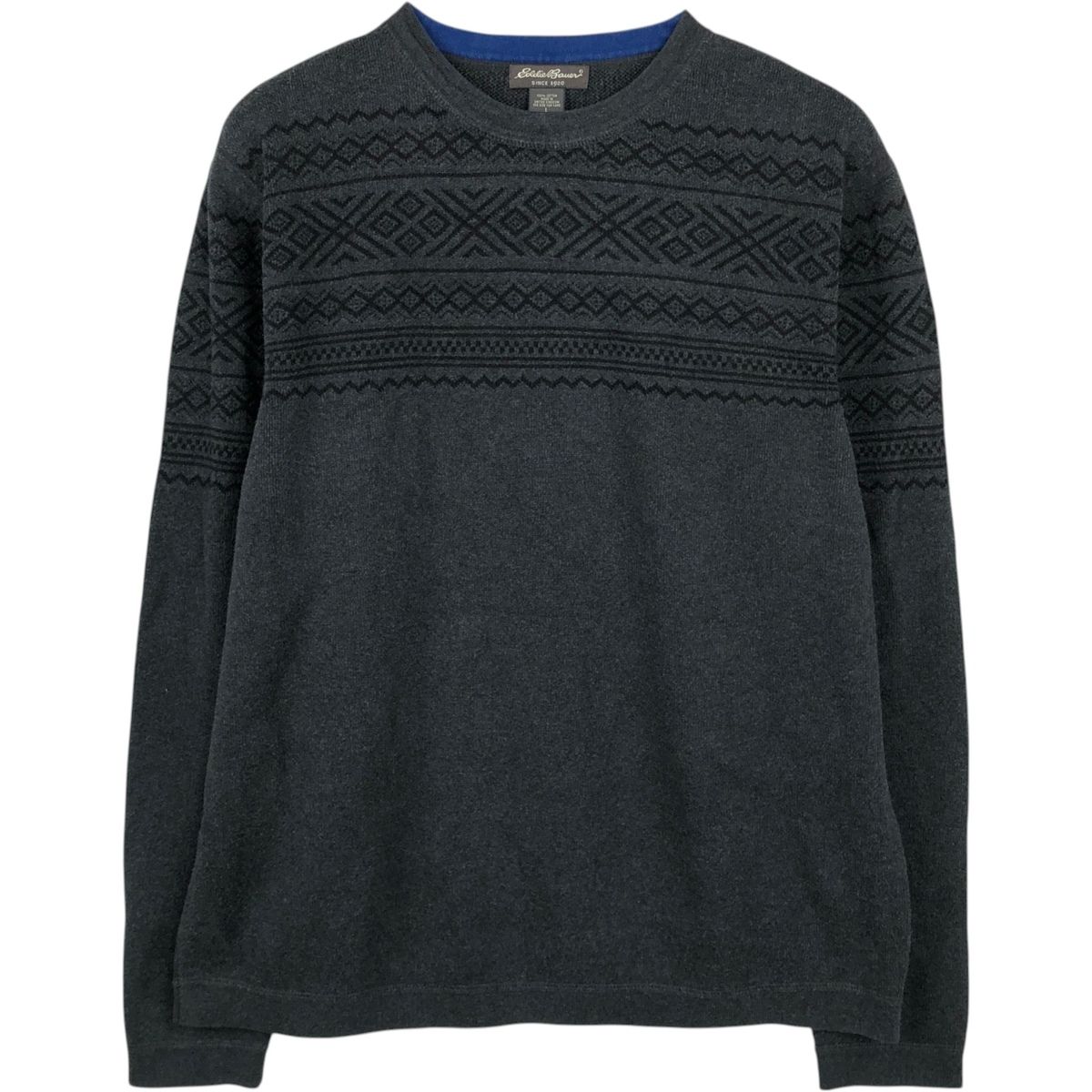 古着 エディーバウアー Eddie Bauer ネイティブ柄 コットンニットセーター イギリス製 メンズL相当/eaa651549