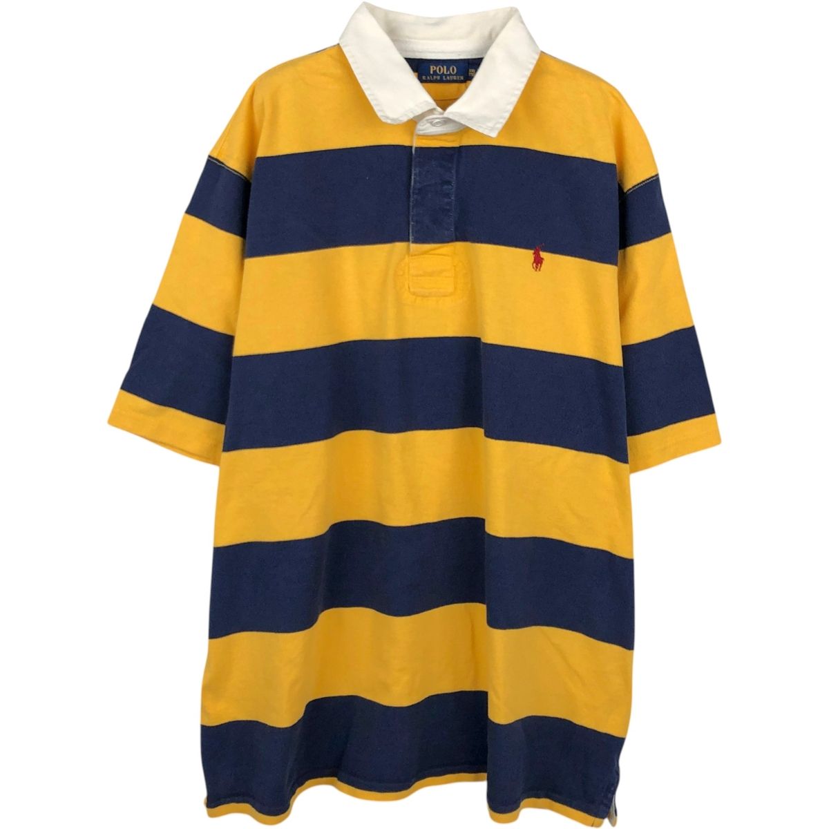 古着 ラルフローレン Ralph Lauren POLO RALPH LAUREN ボーダー柄 半袖 ラガーシャツ メンズXXL相当/eaa648938