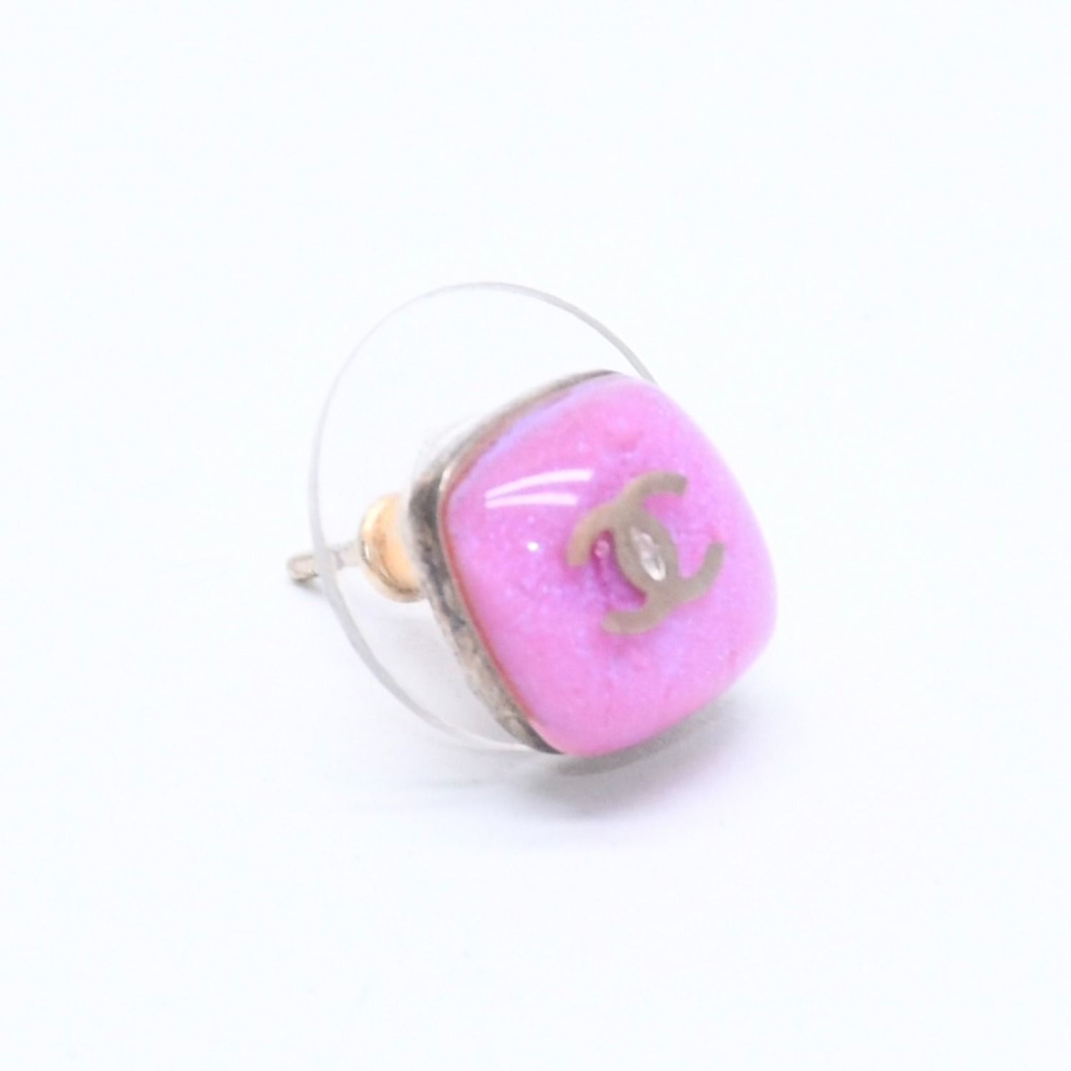 CHANEL シャネル ピアス ココマークボタン パープルラメ シルバー 06P 