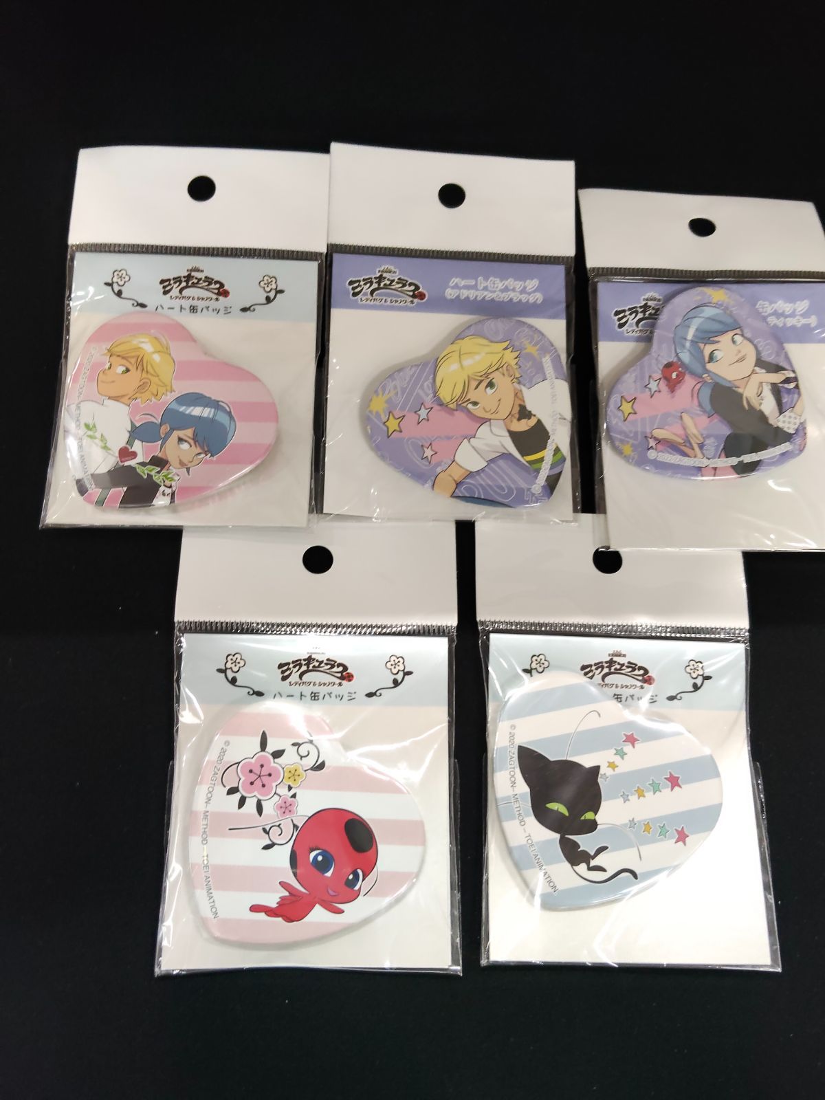 26062321 全種セット ミラキュラス ハート缶バッジ レディバグ＆シャノワール