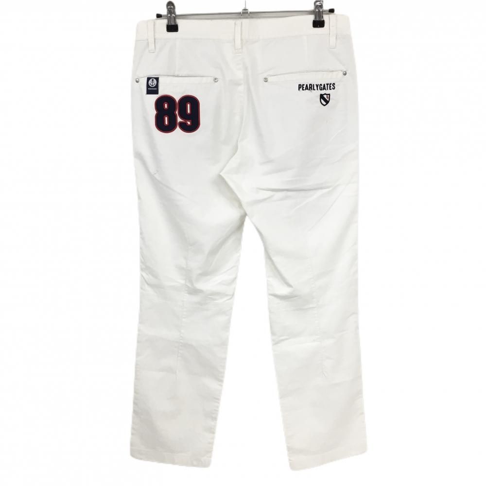 パーリーゲイツ GO NAVY ゴルフパンツ 碇ロゴ ホワイト サイズ5 パーリーゲイツ パンツ 白 ロゴネイビー イカリマーク ティー装着可