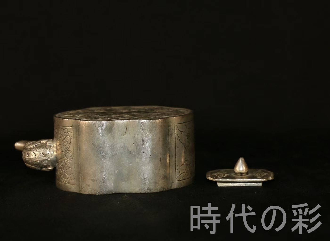 白虎紋 提梁壺 鍍銀】銅製 急須 茶壺 茶道具 煎茶道具 瑞獣紋 中国古