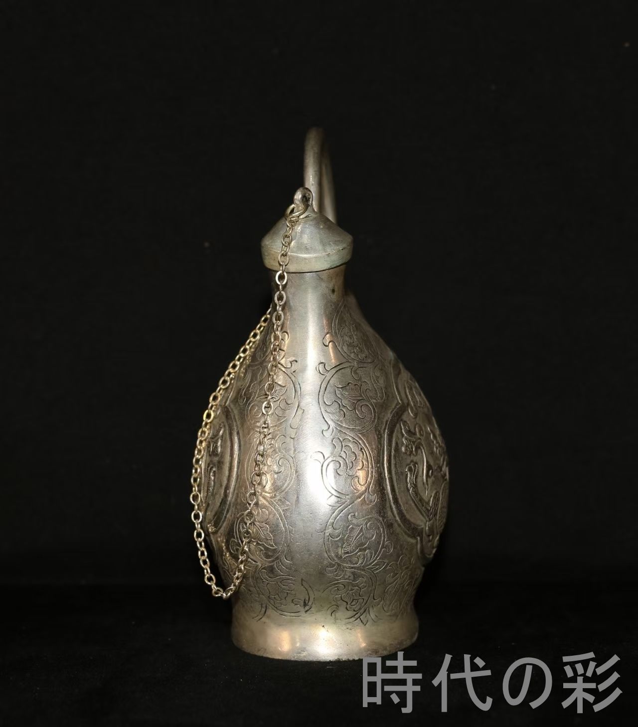 龍紋 提梁壺・銅製鍍銀】中国古美術 急須 茶壺 茶道具 煎茶道具 龍彫刻